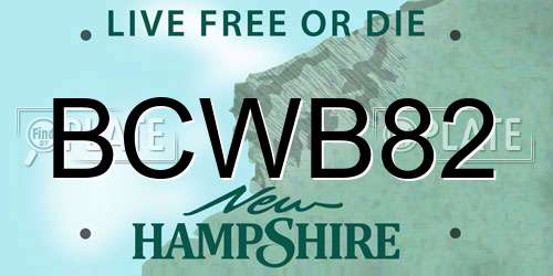 BCWB82 New Hampshire License Plate