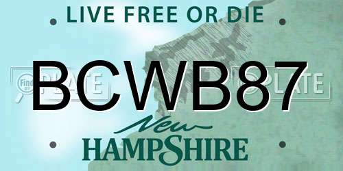 BCWB87 New Hampshire License Plate