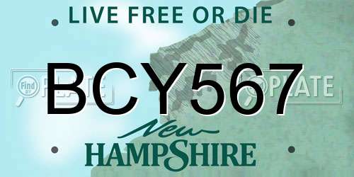 BCY567 New Hampshire License Plate
