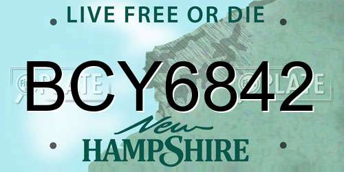 BCY6842 New Hampshire License Plate