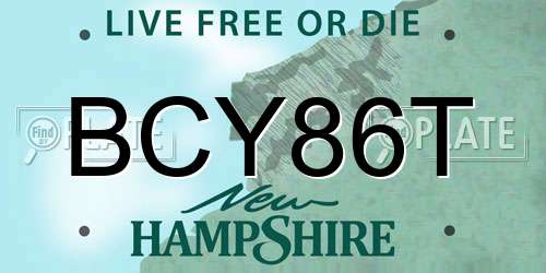 BCY86T New Hampshire License Plate