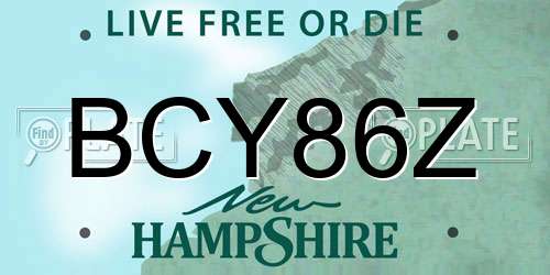 BCY86Z New Hampshire License Plate
