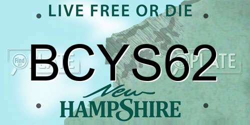 BCYS62 New Hampshire License Plate