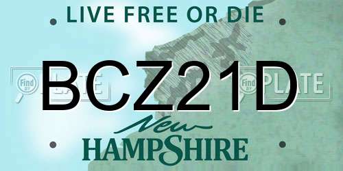 BCZ21D New Hampshire License Plate