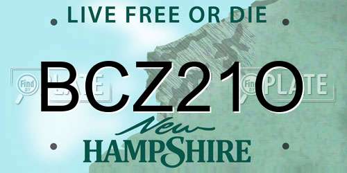 BCZ21O New Hampshire License Plate
