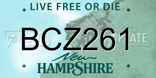 BCZ261 New Hampshire License Plate