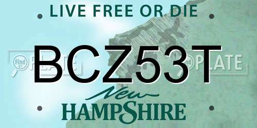 BCZ53T New Hampshire License Plate