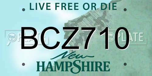 BCZ710 New Hampshire License Plate