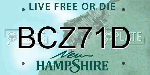 BCZ71D New Hampshire License Plate