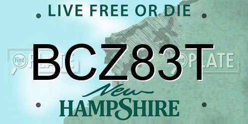 BCZ83T New Hampshire License Plate