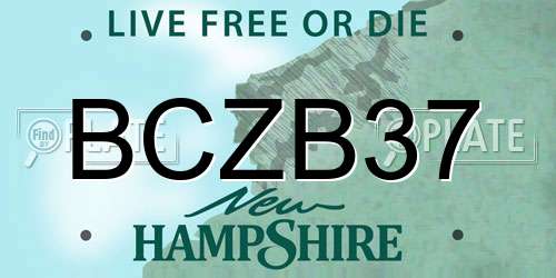 BCZB37 New Hampshire License Plate