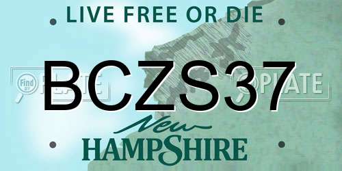 BCZS37 New Hampshire License Plate