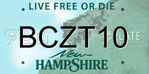 BCZT10 New Hampshire License Plate