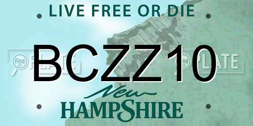 BCZZ10 New Hampshire License Plate