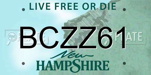BCZZ61 New Hampshire License Plate