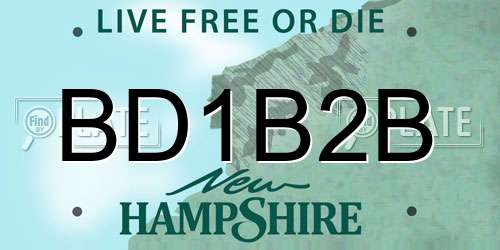 BD1B2B New Hampshire License Plate