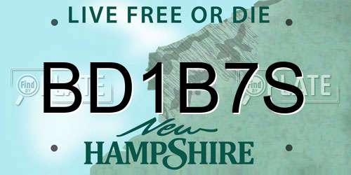 BD1B7S New Hampshire License Plate