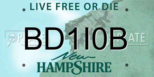 BD1I0B New Hampshire License Plate