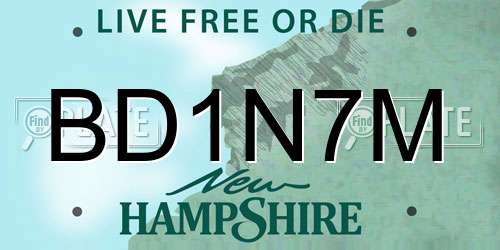 BD1N7M New Hampshire License Plate