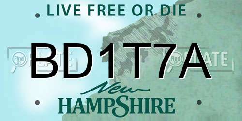 BD1T7A New Hampshire License Plate