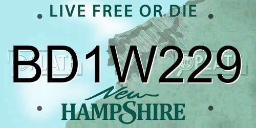 BD1W229 New Hampshire License Plate