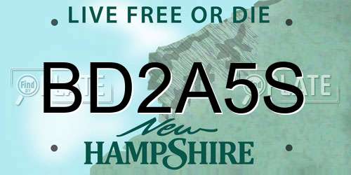 BD2A5S New Hampshire License Plate