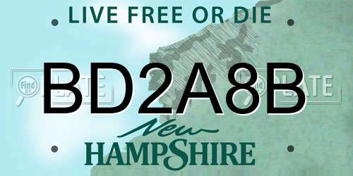 BD2A8B New Hampshire License Plate