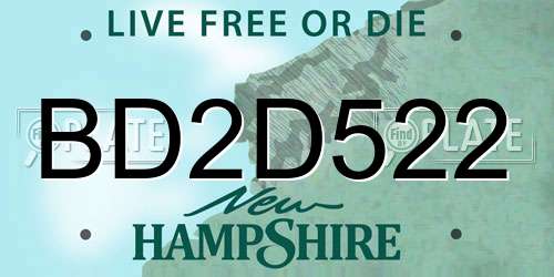 BD2D522 New Hampshire License Plate