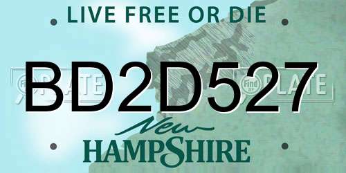 BD2D527 New Hampshire License Plate