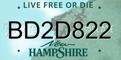 BD2D822 New Hampshire License Plate