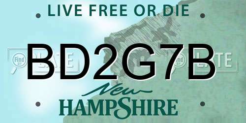 BD2G7B New Hampshire License Plate