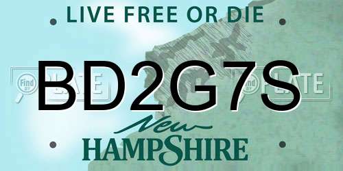 BD2G7S New Hampshire License Plate