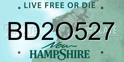 BD2O527 New Hampshire License Plate