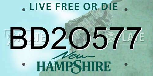 BD2O577 New Hampshire License Plate