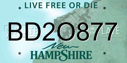 BD2O877 New Hampshire License Plate