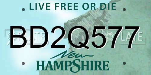 BD2Q577 New Hampshire License Plate