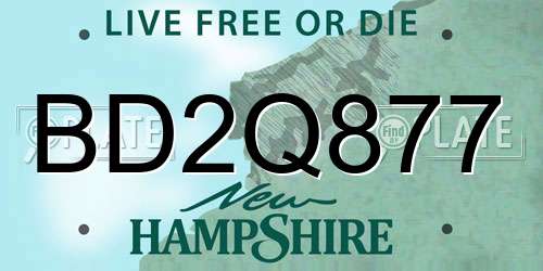 BD2Q877 New Hampshire License Plate