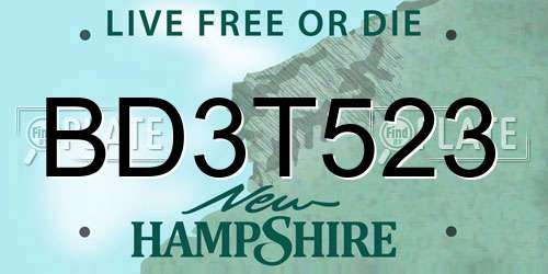 BD3T523 New Hampshire License Plate