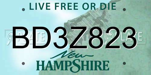BD3Z823 New Hampshire License Plate