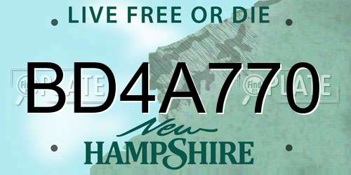 BD4A770 New Hampshire License Plate