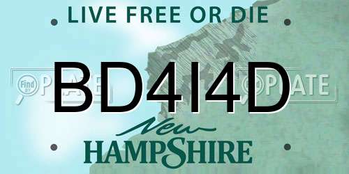 BD4I4D New Hampshire License Plate