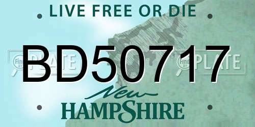 BD50717 New Hampshire License Plate