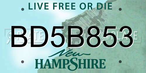 BD5B853 New Hampshire License Plate