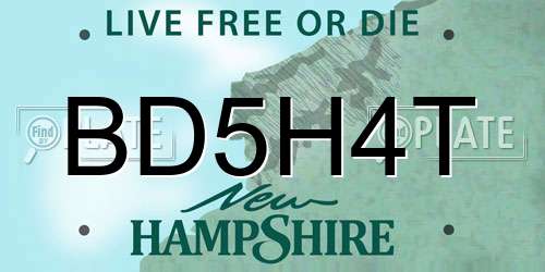 BD5H4T New Hampshire License Plate