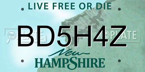 BD5H4Z New Hampshire License Plate