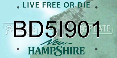 BD5I901 New Hampshire License Plate