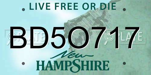 BD5O717 New Hampshire License Plate