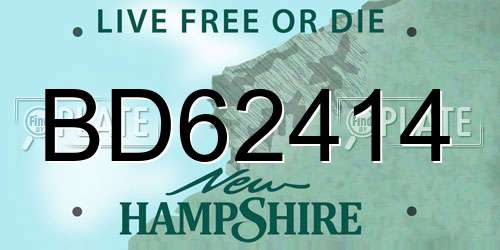 BD62414 New Hampshire License Plate