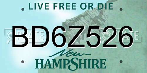 BD6Z526 New Hampshire License Plate