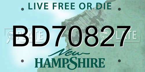 BD70827 New Hampshire License Plate